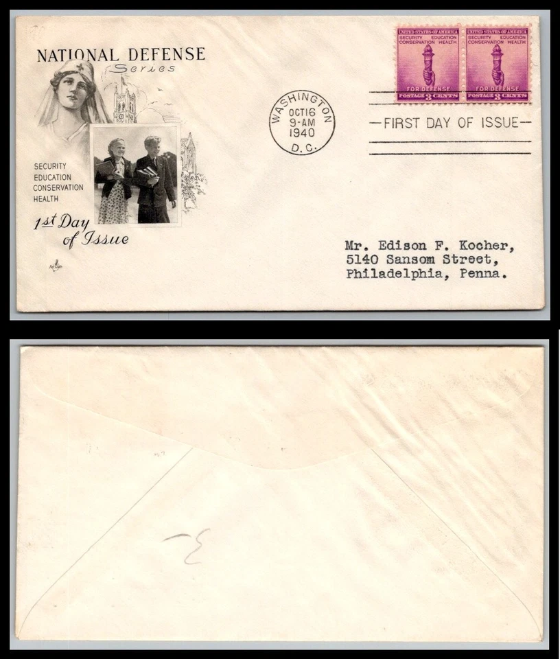 US FDC # 901 3c Defense  ArtCraft addressed sealed 1940, 9Q2611 - Image 1 of 1