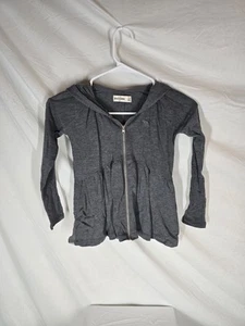 Abercrombie Kids Size 7/8 Grey Zip Up Hooded Long Sleeve Lace On Back Sweater - Picture 1 of 5