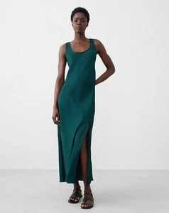 Neu Banana Republic türkis seidig Twill Schlitz Maxi Slip Tank Kleid Größe XL neu mit Etikett Satin - Bild 1 von 16