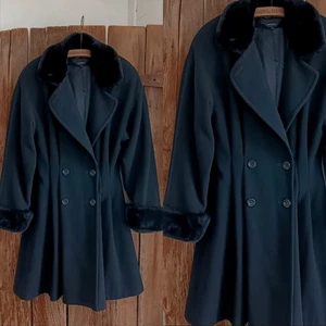 Metropolitan New York Black Wool Pleated Double Breasted Coat Womens Sz 6 *A - Picture 1 of 11