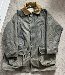 Vintage The Bracken Men's Size Large Waxed Jacket Country Green Blanket Lined - Picture 1 of 10