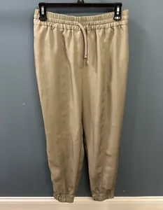 Zara Upscale Womens Joggers Shiny Beige/Gold/Green Elastic Waist & Ankle Size S - Picture 1 of 9