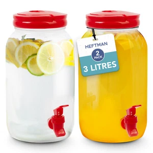 2 x HEFTMAN Plastic Drink Dispenser Tap 3L Cold Water Handle Screw-Top Cocktail - Picture 1 of 25