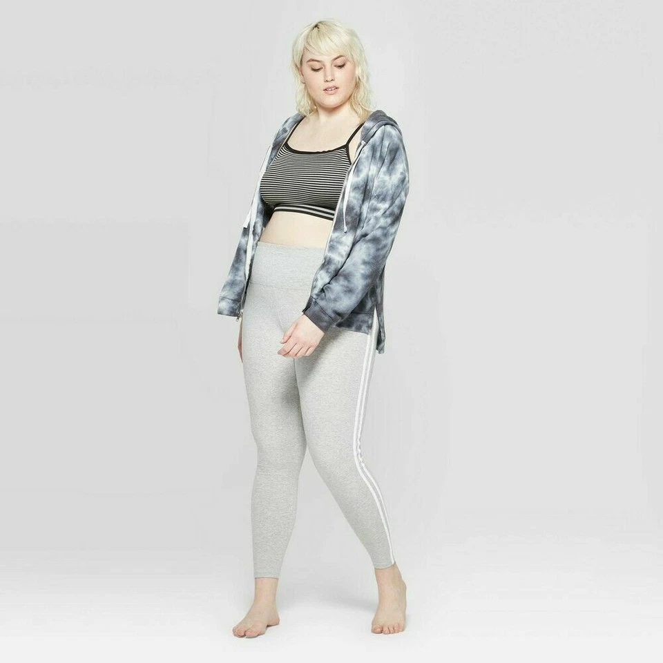 Colsie Women's Plus Size 1x Side Stripe Leggings Athleasure Pants Heather Gray