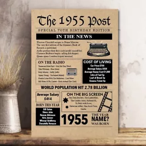 RECYCELT 1953 70. PERSONALISIERT Geburtstag Zeitung Geschenk Tatsache A4 POSTERDRUCK 59 - Bild 1 von 5