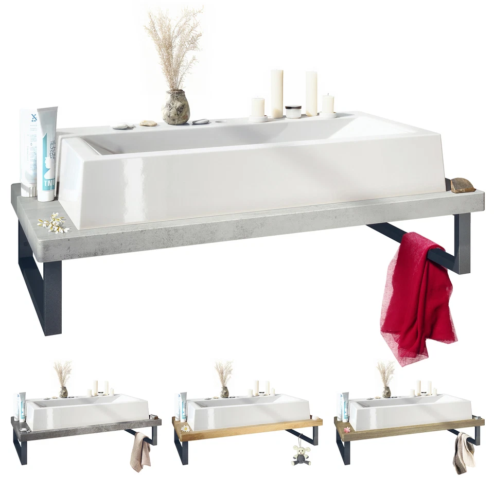 Waschtisch Badmöbel Waschbecken mit Waschtischplatte und Metall-Halterung Nizza - Bild 1 von 4