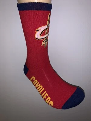 CLEVELAND CAVALIERS NBA LOGO MENS LINED VERTICAL CREW LENGTH SOCKS LARGE - Image 1 of 2
