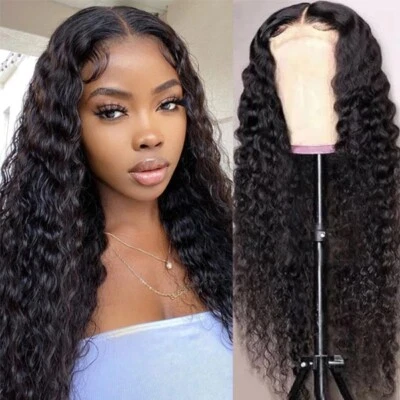 Peruvian Hair long Water Wave Lace Front Human Hair Wigs 13x4x1 Pre Plucked 18" - Image 1 of 4