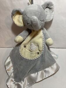 Douglas Elephant Baby Lovey Security Blanket Gray Yellow Cuddle Toy Satin Trim K