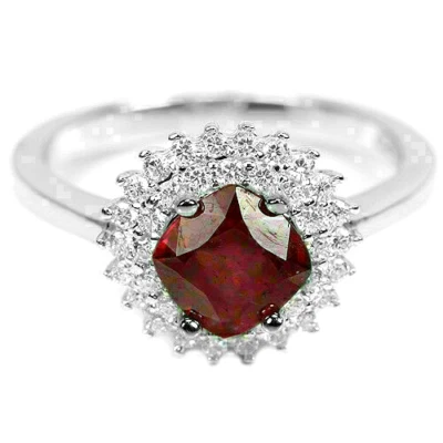 Silver Ring Ruby Genuine Natural Mined Gem Solid Sterling Size R 1/2  US 9 - Image 1 of 4