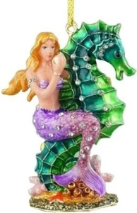 Kubla Craft Bejeweled Enamel Mermaid & Seahorse Christmas Ornament FREESHIP New - Picture 1 of 1