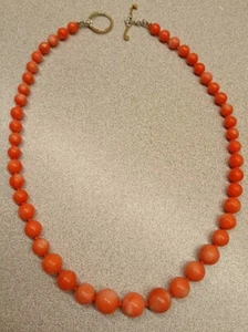 GEMS EN VOGUE Pink Bamboo Coral Sterling Silver Graduated Bead Necklace 21" - Picture 1 of 8