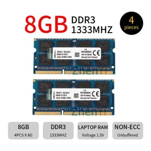 Kingston 16GB 2x 8GB 4GB DDR3 1333MHz KVR1333D3S9/8G SODIMM Laptop Memory LOT BT - Picture 1 of 13