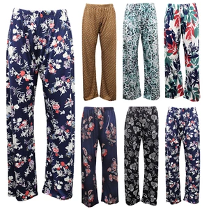LADIES FLORAL PRINT PALAZZO TROUSERS FLARED PLAZZO WOMENS SUMMER WIDE LEG PANTS - Picture 1 of 13