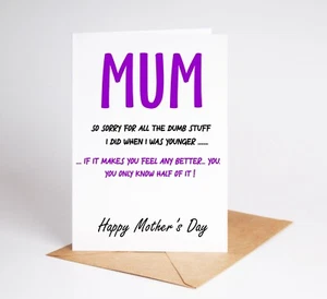 Funny Mothers Day Card Rude Card Mum Mother BC286 - Picture 1 of 3