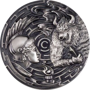 Moneda de plata pura de 2 oz Theseus and the Minotauro the Evil Within 2021 - Palau - Imagen 1 de 5