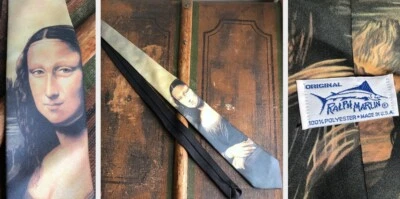 Corbata de colección años 90 Ralph Marlin Mona Lisa fecha 1992 hecha en Estados Unidos novedad arte usada en excelente estado Foto 1 de 4