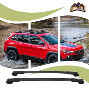 1 Pair Black Cross Bars Fit for Jeep Cherokee 2014-2023 Roof Rail Rack Crossbars - Picture 1 of 21