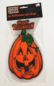Sacchetti vintage Halloween Jack-O-Lantern zucca trattamento 25 pezzi Kmart plastica NOS - Foto 1 di 3