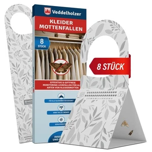 8 X Kleidermotten Falle Mottenfalle gegen Kleidermotten im Kleiderschrank Haken - Bild 1 von 7