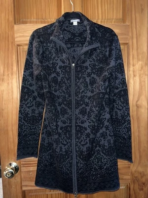 Cárdigan Suéter Túnica Larga Cremallera Completa Negro Nórdico Talla L SKYR Foto 1 de 4