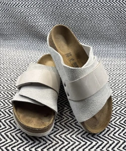 Sandalia Birkenstock Kyoto W8 M6 (EU 39) gamuza deslizable plantilla de corcho blanca antigua - Imagen 1 de 9