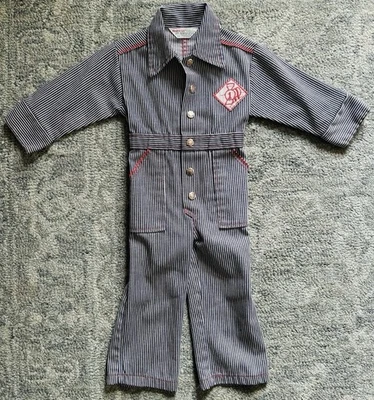 Vintage Childs HEALTH-TEX Size 2T Train Themed Coveralls - One Piece Railroad - Image 1 of 4