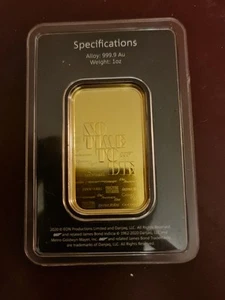 *RARE* 2020 1oz James Bond 007 No Time To Die 999.9 Fine Gold Bar - Picture 1 of 2
