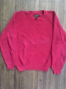 Vintage Eddie Bauer Sweater Mens XL T Red Long Sleeve Crewneck Heavyweight 90s - Picture 1 of 7