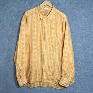 Tommy Bahama Shirt Mens XXL Orange 100% Linen Long Sleeve Crab Lobster Print - Picture 1 of 7