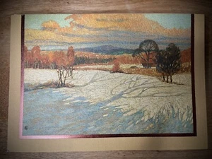 4 tarjetas de lino navideño vintage distintivas con sobres - Imagen 1 de 5