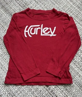 HURLEY Camiseta Manga Larga Niños 4T Escuela Ligera Camiseta Roja Logo Atlético Foto 1 de 4