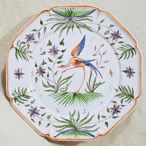 RARO PLATO FAIENCERIE DE GIEN DECORACIÓN MAIN LE GAILLARD LE COTEAU (ROANNE) 9 1/2" - Imagen 1 de 12