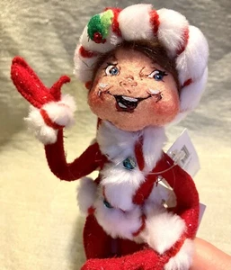 Red Peppermint Twist Elf Figur 2008 Weihnachten 9" Annalee Original Papiere - Bild 1 von 11