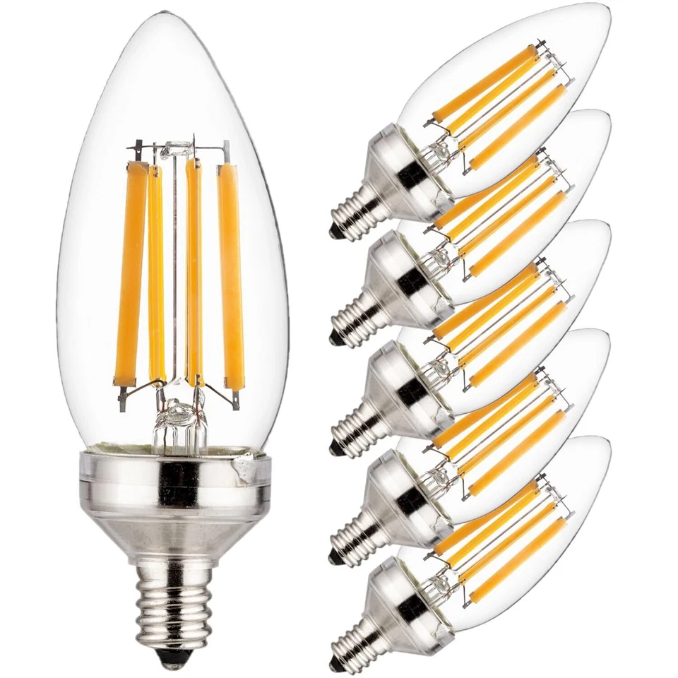 6Pack E12 LED Candelabra Dimmable Light Bulb, 7.5W (60W), 4000K, B11, 800LM - Image 1 of 1