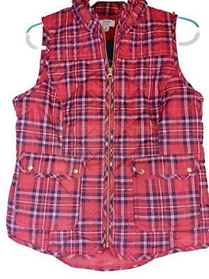 Chaleco acolchado Crown Ivy a cuadros con cremallera rojo para mujer talla M  Foto 1 de 4