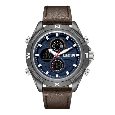 Kenneth Cole Reaction Men's Analog Digital Watch With Leather Strap KRWGD7006101 - Image 1 of 2