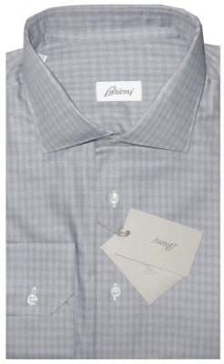 $520 NEW BRIONI DRESS SHIRT 18 EU 46 SLIM FIT TAPERED DARTED BACK MADISON LEAD - Image 1 of 4