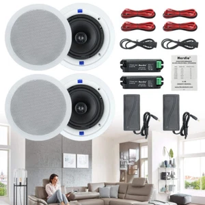 2X Herdio 6.5"TWS Bluetooth Ceiling Speakers 2 Way 640W Flush Mount Stereo Sound - Picture 1 of 12