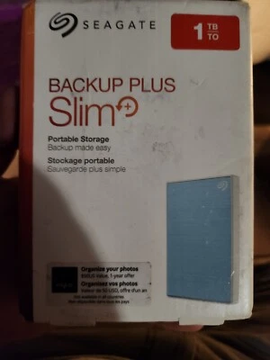 Seagate Backup Plus Slim 1TB External 2.5in (STHN1000402) Hard Drive Light Blue - Image 1 of 4
