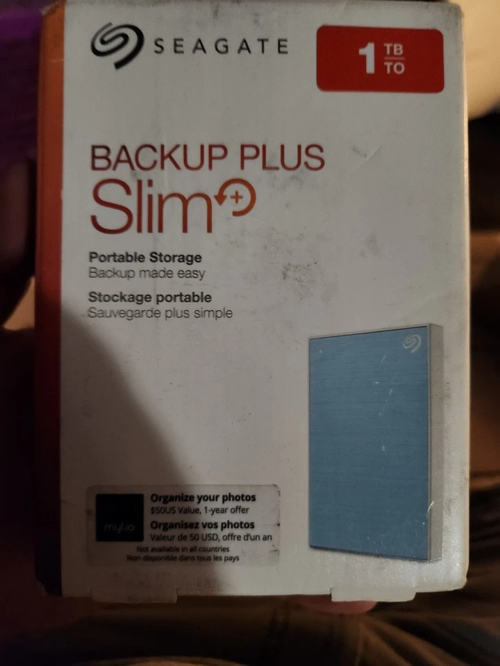Seagate Backup Plus Slim 1TB External 2.5in (STHN1000402) Hard Drive Light Blue - Image 1 of 4