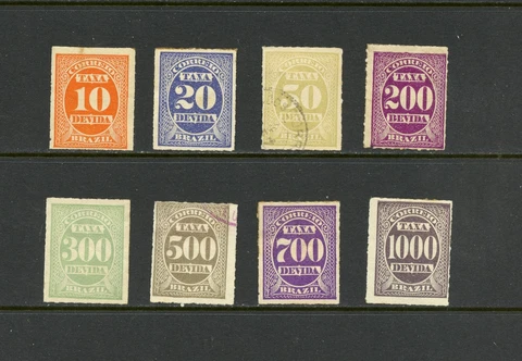 Q998   Brazil   1890   postage due  ROULETTED   8v.   MH & used Cover