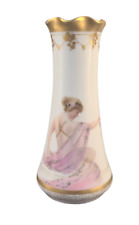 ANTIQUE HAND PAINTED GILDED AUSTRIAN IMPERIAL PSL VASE FIGURAL CLASSICAL MAIDEN