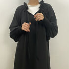 Ruffles Abaya Dubai Kaftan Women Muslim Lace Up Maxi Dress Islamic Robe Gown New