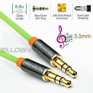 6-Feet 3.5mm Stereo Male to 3.5mm Stereo Male Gold Plated Cable for Mobile Green