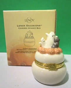 LENOX OCCASIONS Halloween HINGED TREASURE BOX Ghost Cat Pumpkin -- -- NEW in BOX - Picture 1 of 6