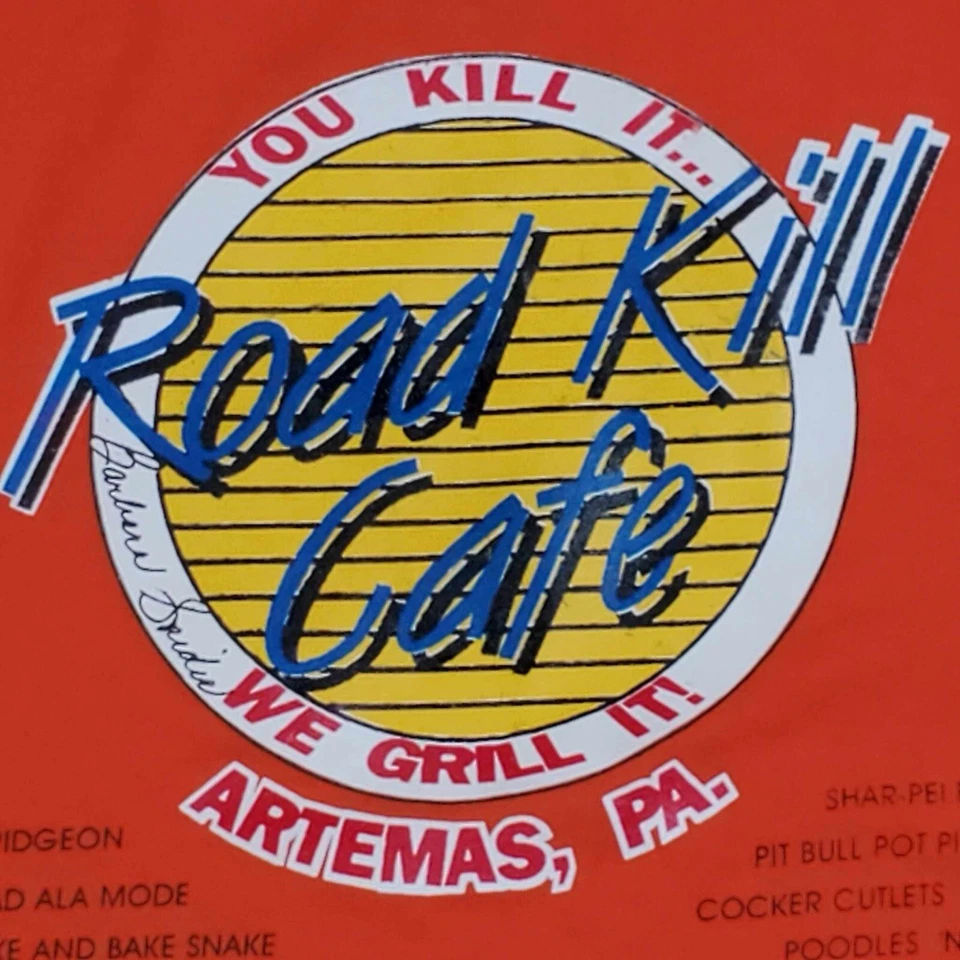 Roadkill Cafe T Shirt 2XL Vintage 00s ‘You Kill It We Grill’ Funny Adult Humor - Image 1 of 4