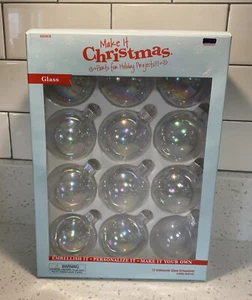 Make It Christmas 12 Iridescent Glass Ornaments For Holiday Projects 2.65” - Picture 1 of 5