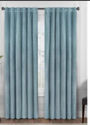 Eclipse Harper Velvet Rod Pocket Curtains for Bedroom, Single Panel, 50 in x 108 - Image 1 of 4