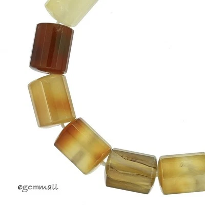 14 cuentas facetadas de tubo de cornalina natural 11x14 mm 7,8" #54132 Foto 1 de 2